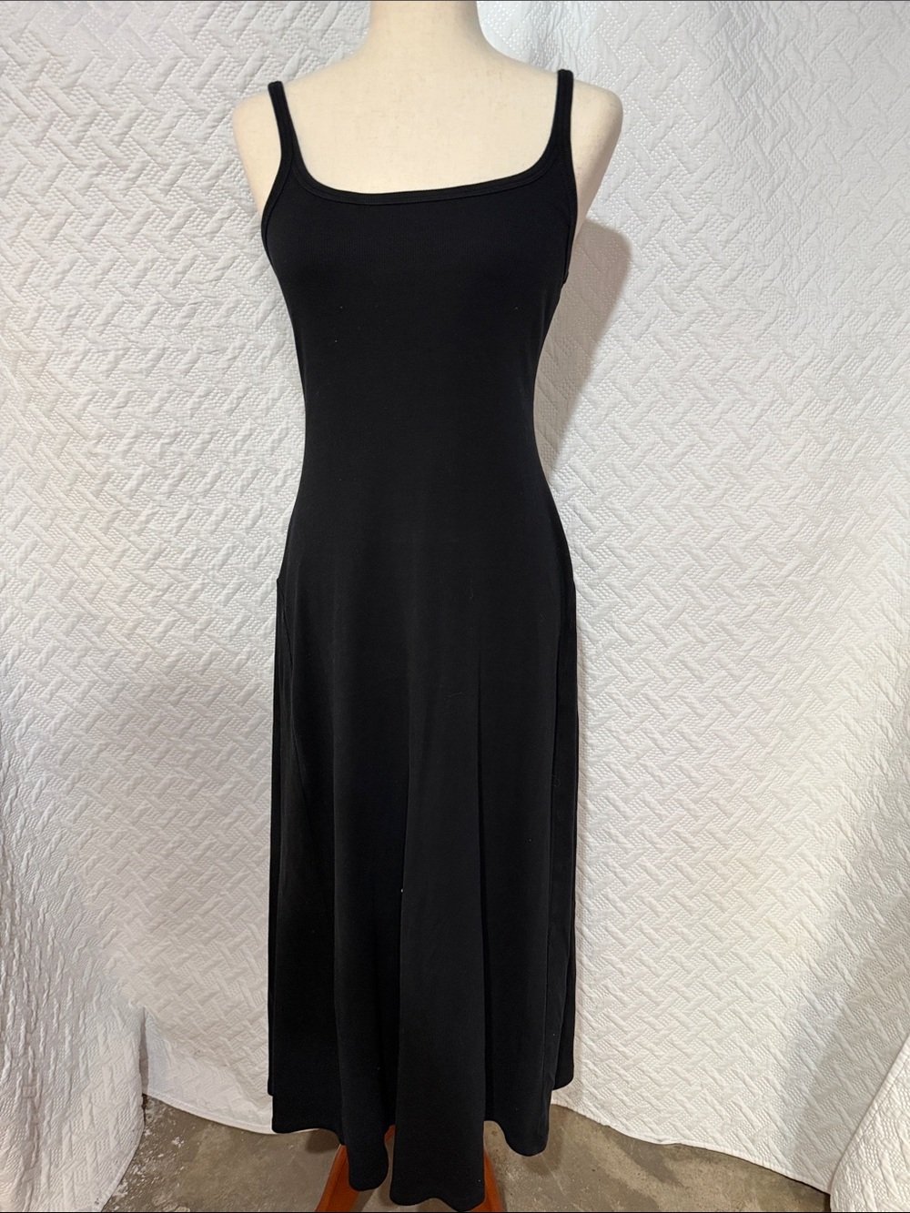 Old Navy Black Maxi Dress with Slim Straps and Square Neckline